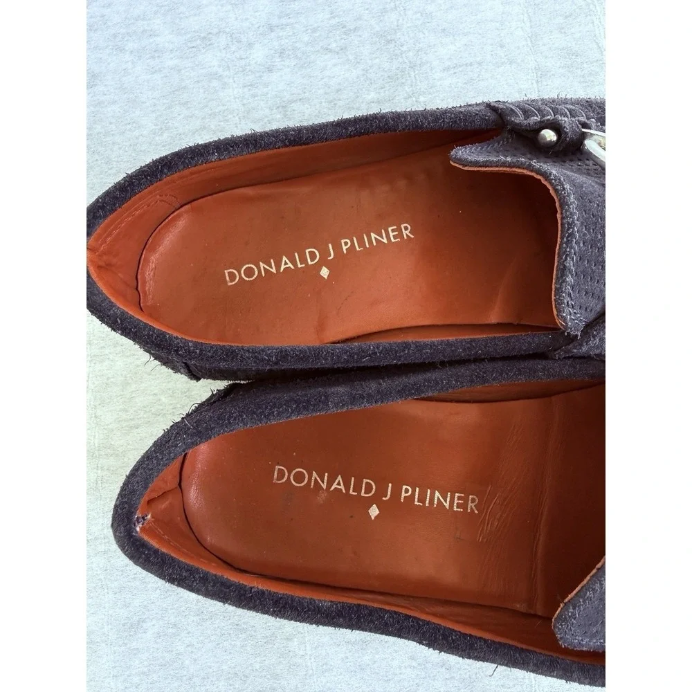Donald J‎ Pliner Dacio Black Perforated Suede Bit Loafer Men 7 Italy Horsebit